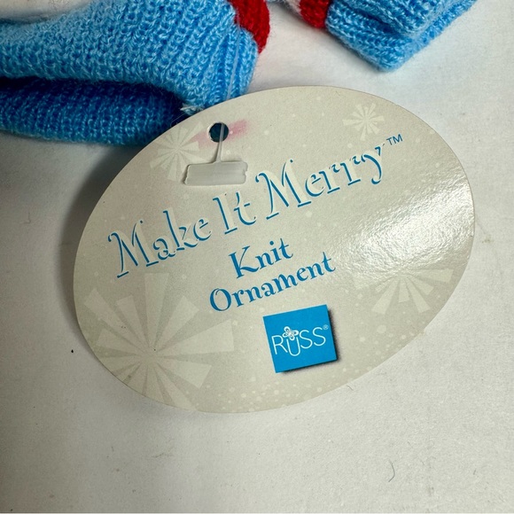 NWT. 2 knit sweater ornaments with 3-dimensional snowman. Brand is Russ. - Picture 5 of 10